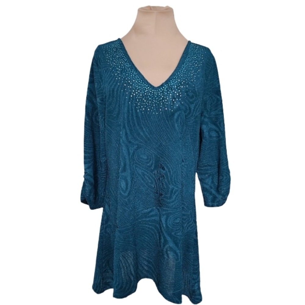 Indigo Soul Blue‎ Tunic Top 3/4 Sleeves Women's Large